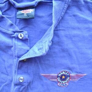Harley Davidson USA Three Button Purple Short Sleeve Shirt X-Large